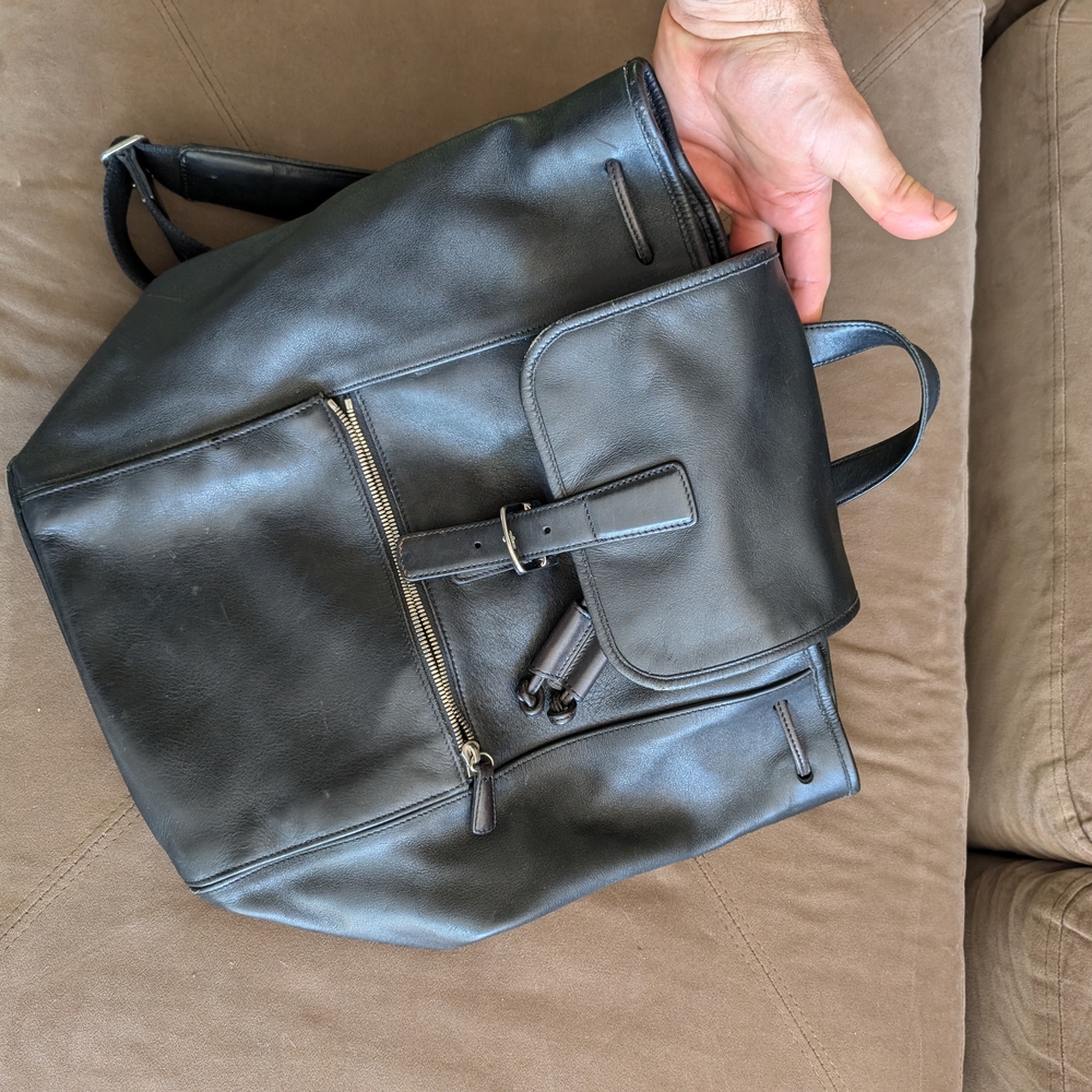 Coach Black Leather Backpack Minimalist Design